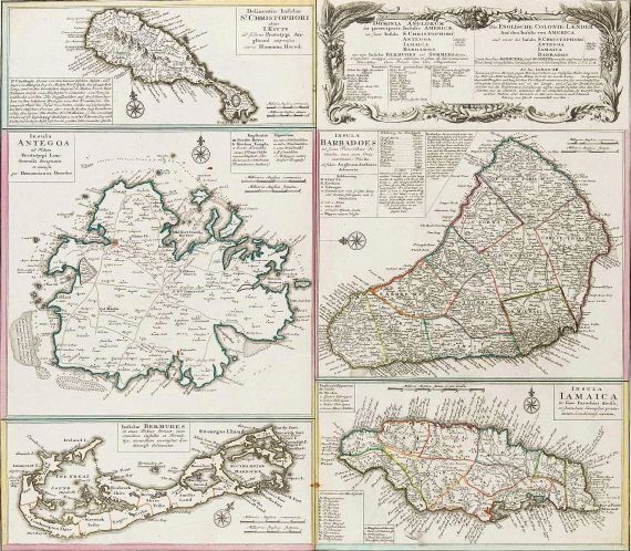  Homann Erben - Dominia anglorum ... - Die Englische Colonie-Laender auf den Insuln von America.