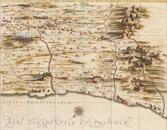 Johannes Janssonius - Tribus Simeon et pars meridionalis Tribus Dan, et orientalis Tribus Iuda.