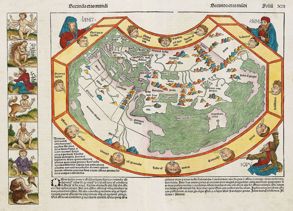  Weltkarte - Secunda etas mundi.