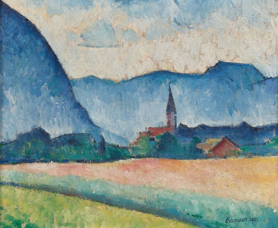 Alexander Kanoldt - Landschaft mit Kirchturm