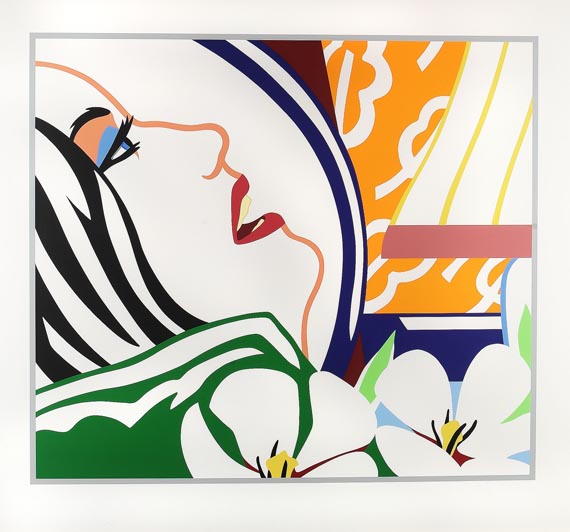 Tom Wesselmann - Bedroom face with orange wallpaper