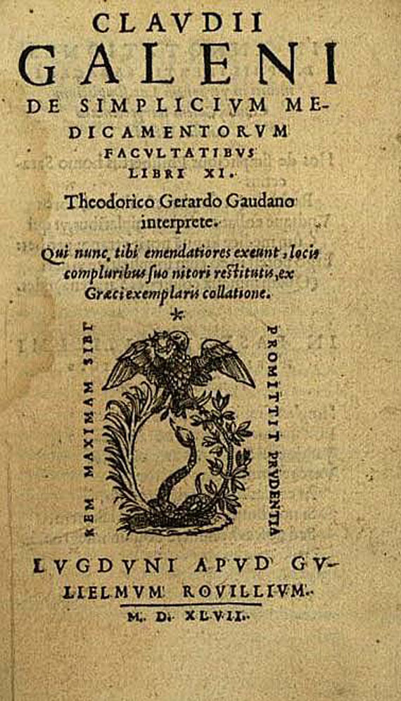 Claudius Galenus - De simplicium medicamentorum. 1547