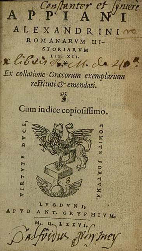 Appianus Alexandrinus - Appiani Alexandrini romanarum historiarum, 1576.