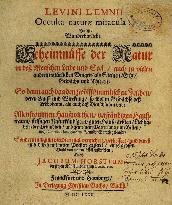   - Geheimnüsse der Natur, 1672.