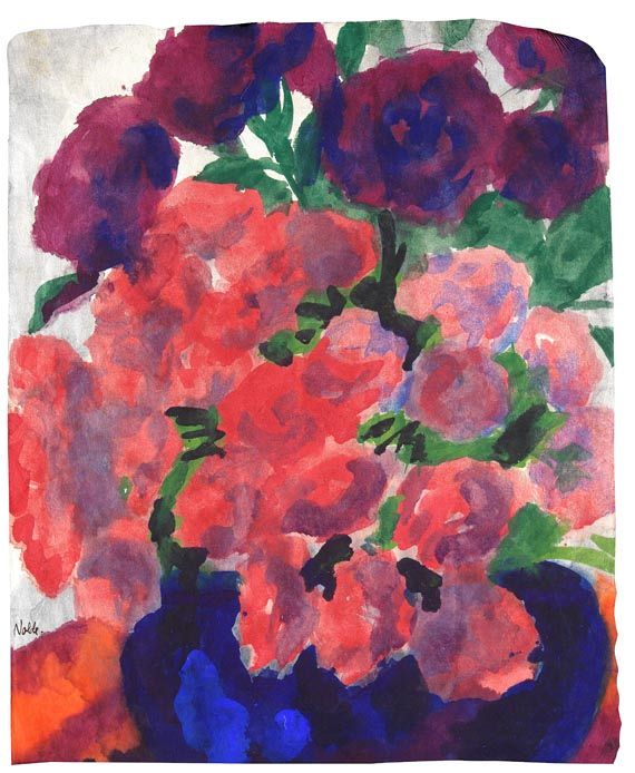 Emil Nolde - Pfingstrosen in blauer Vase