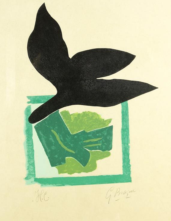 Georges Braque - Oiseau noir sur fond vert