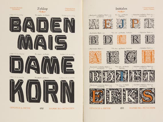 Schriftgießerei Genzsch & Heyse. - Proben von Schriften. Um 1900