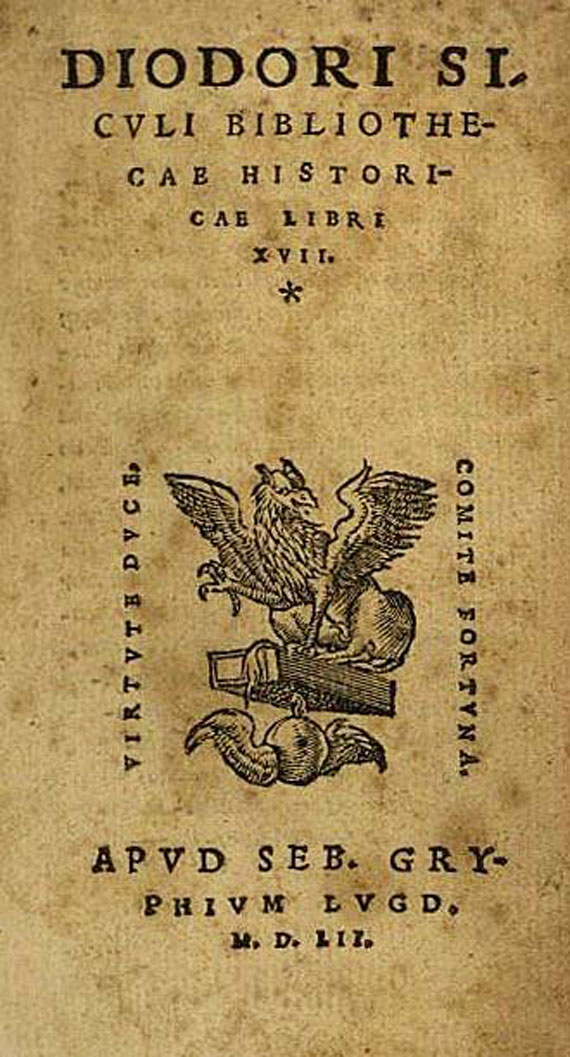  Diodorus Siculus - Bibliothecae historicae. 1552