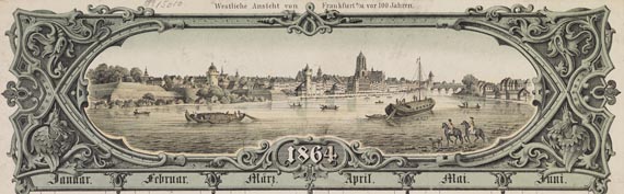 Kalender - 1 Kassette Frankfurter Kalender, Jahrgang 1723-1880.