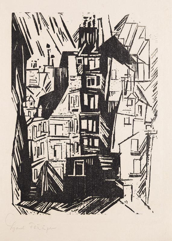 Lyonel Feininger - Pariser Häuser (Alte Häuser in Paris, Pariser Strasse)