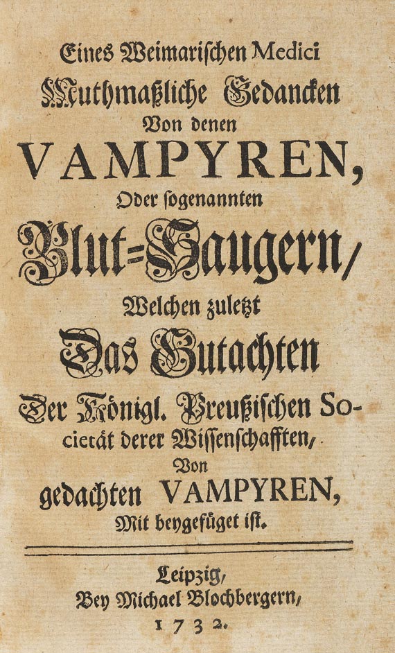 Johann Christian Fritsche - Von denen Vampyren. 1732