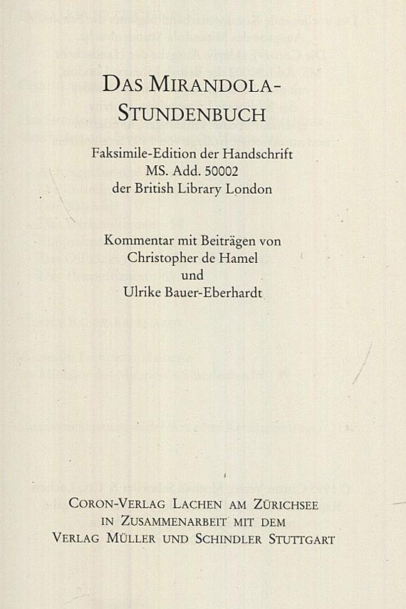   - Mirandola-Stundenbuch. 1995