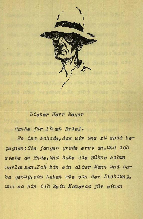 Hermann Hesse - 4 Schriftstücke (signiert bzw. monogrammiert). Um 1943-58.