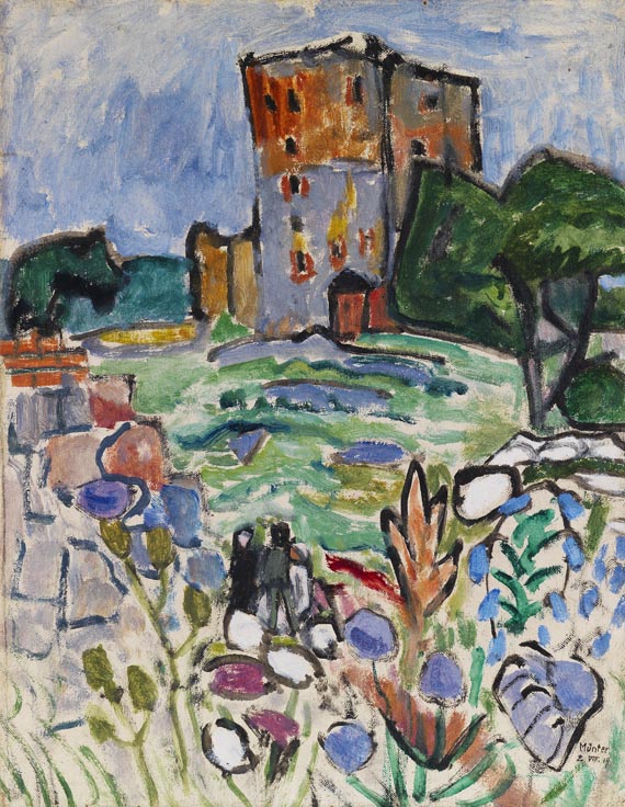 Gabriele Münter - Landschaft mit Turm