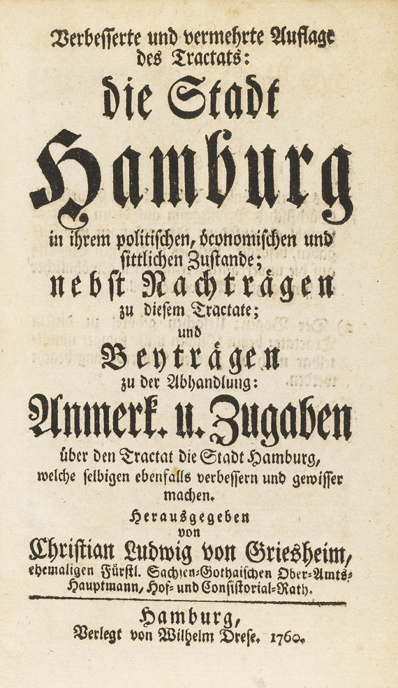 Christian Ludwig von Griesheim - Stadt Hamburg. 1760.