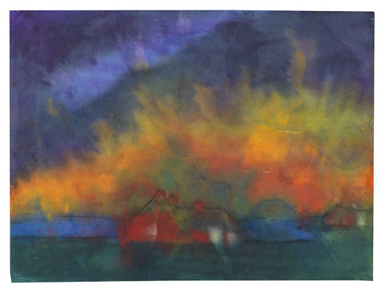 Emil Nolde - Marschlandschaft um Utenwarf (Bauerngehöft mit Abendhimmel) - 