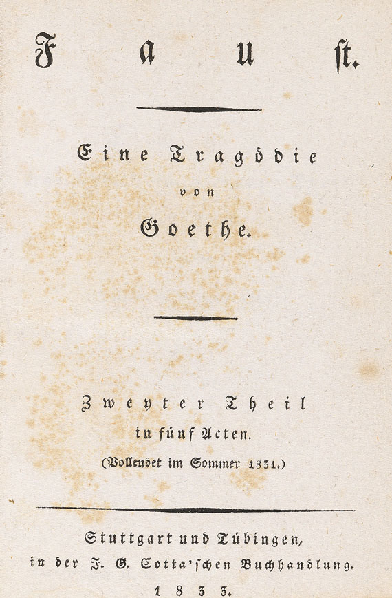 Johann Wolfgang von Goethe - 2 Bde., Faust Tle. 1 u. 2, 1808 u. 1833