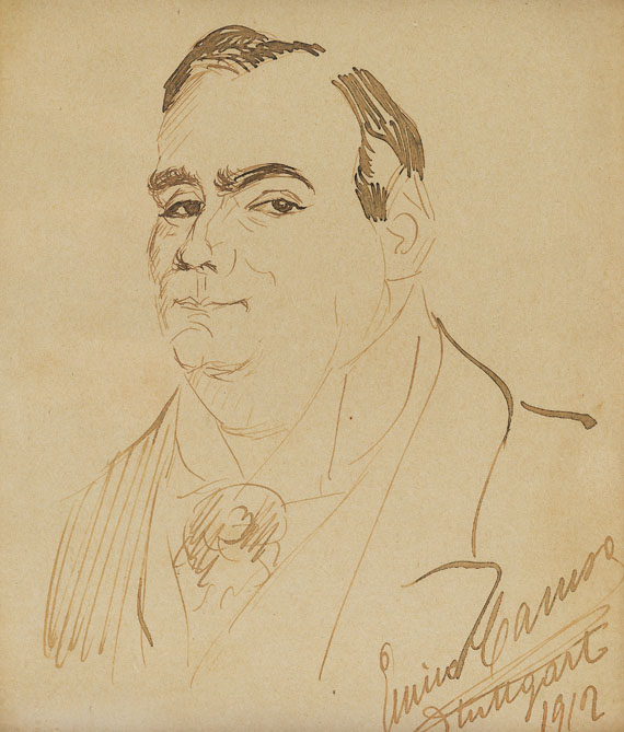 Enrico Caruso - Eigh. Selbstportrait m. U., gerahmt, 1912