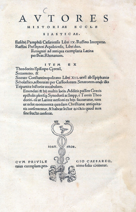 Eusebius Caesariensis - Autores historiae ecclesiasticae. 1523.