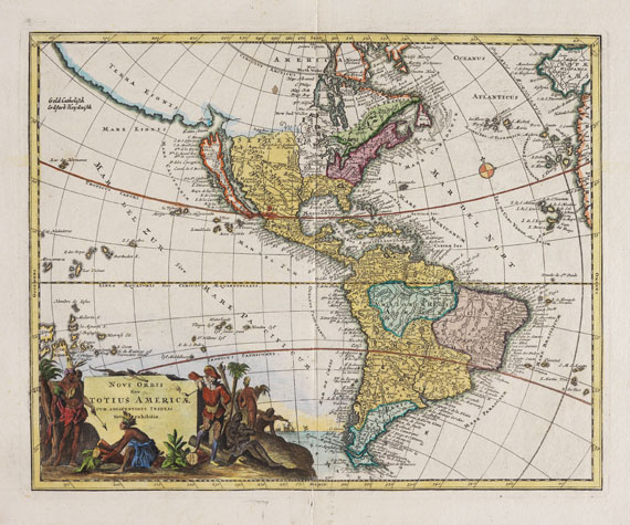  Weltkarte - 4 Bll. Welt und Erdteile. Chr. Weigel 1720.