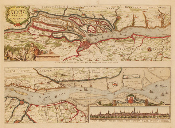 Elbe - 4 Bll. Elbe, Holstein. - Dabei: 1 Beigabe. 1660.