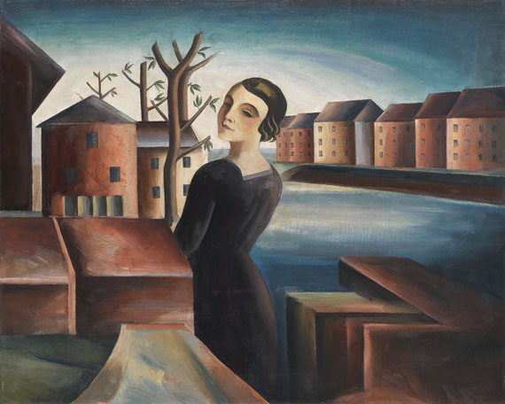 Albert Mueller - Frau in Flußlandschaft