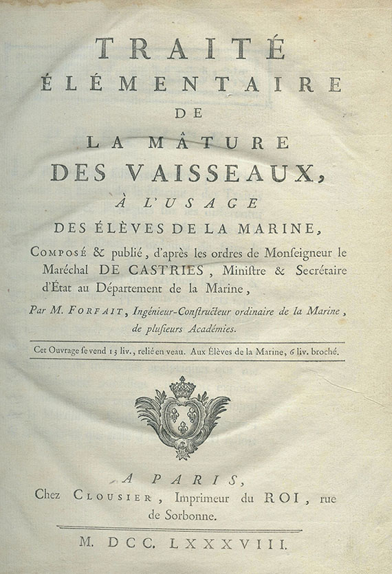  Schiffahrt - Forfait, Traité élémentaire. 1788