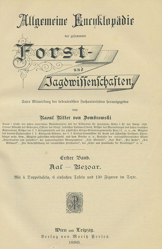  Jagd - Dombrowski, Forst- und Jagdwissenschaften, 8 Bde. 1886ff.