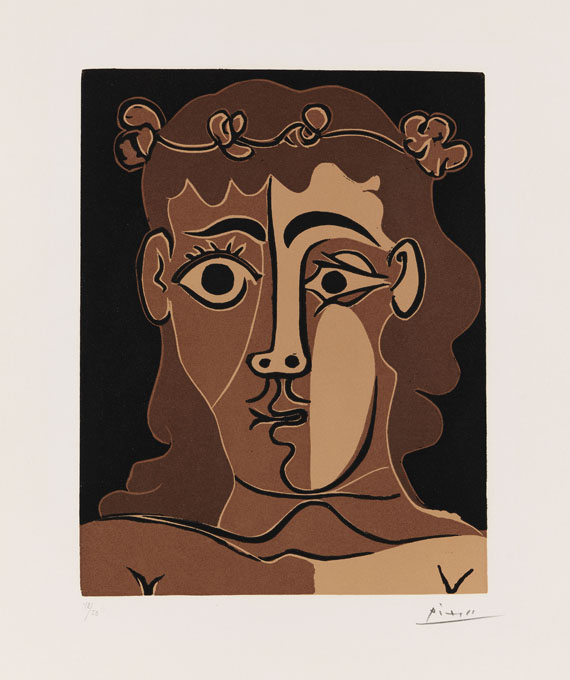 Pablo Picasso - Jeune Homme Couronné de Feuillage - Signature