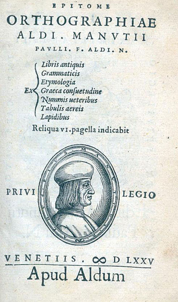 Aldus-Drucke - A. Manuzio, Epitome ortographiae. 1575