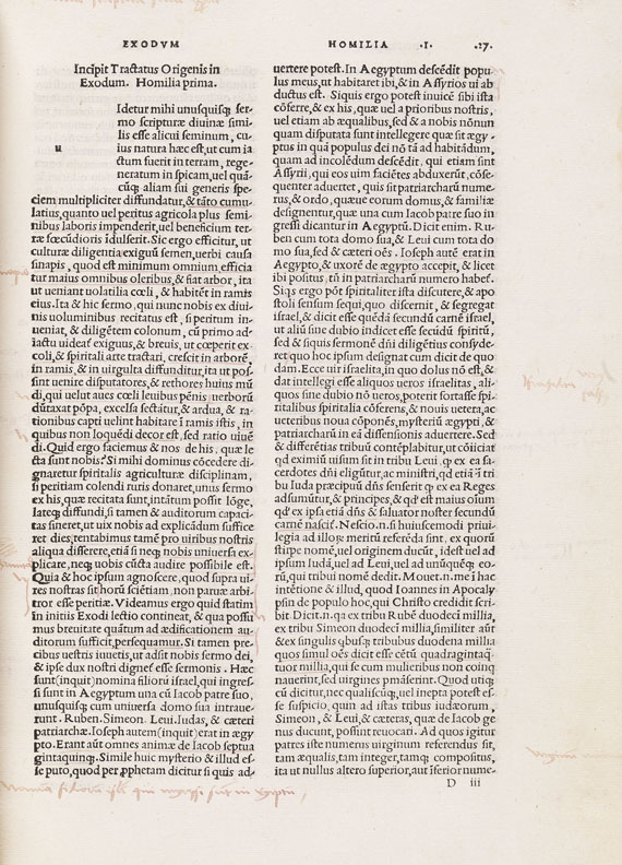  Aldus-Drucke - Origines Adamantius, In genesim homiliae. 1503