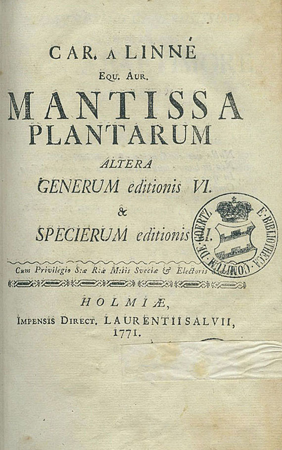 Carl von Linné - Mantissa plantarum altera. 1771.