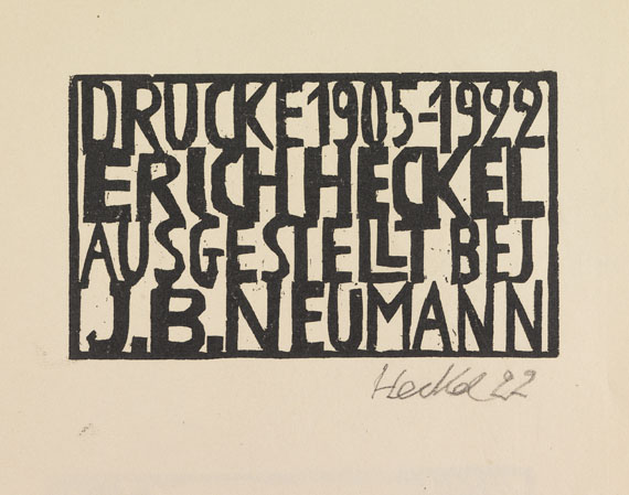 Erich Heckel - Katalog der Grafik-Ausstellung "Erich Heckel" bei J. B. Neumann, Berlin 1923 - 