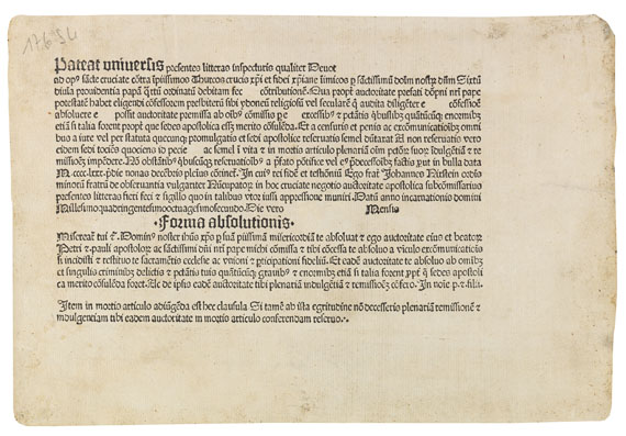  Einblattdrucke - Ablaßbrief, Joh. Nixstein, 1482