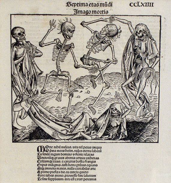 Totentanz - 1 Bll. Totentanz (Imago mortis, H. Schedel). 1493.