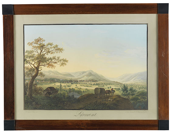 Johann Heinrich Bleuler - 2 Bll.: Ansichten von Bad Pyrmont (J. H. Bleuler). 1812.