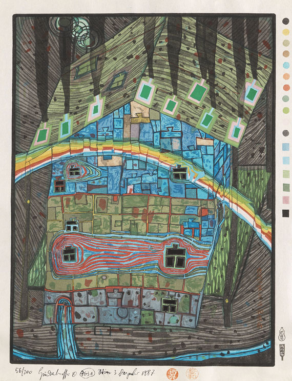 Friedensreich Hundertwasser - Fluß unter Dach