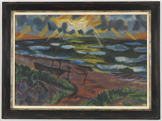 Hermann Max Pechstein - Stürmisches Wetter an der Ostsee (Beschienene Wellen) - Frame image