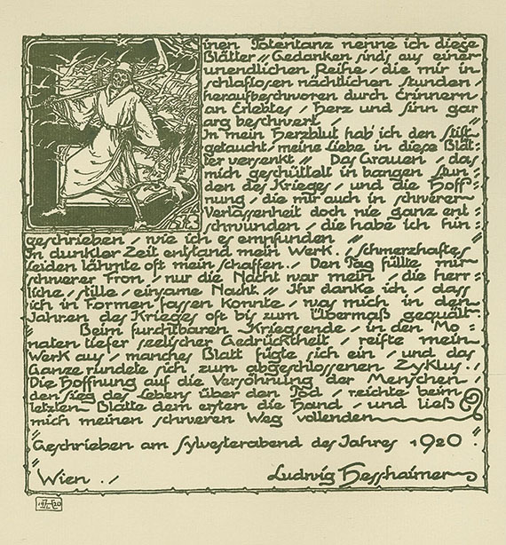 Ludwig Hesshaimer - Der Weltkrieg. Ein Totentanz. Dabei: Plakette