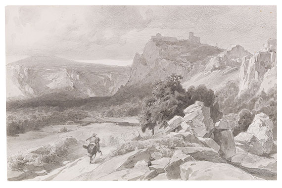 Anton von Werner - Blick auf die Burgruine Regenstein im Harz