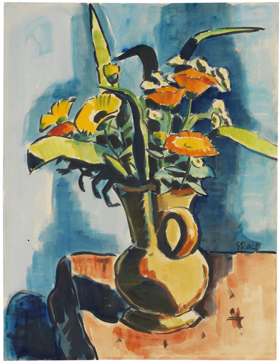 Karl Schmidt-Rottluff - Stillleben Sommerblumen (Ringelrosen)