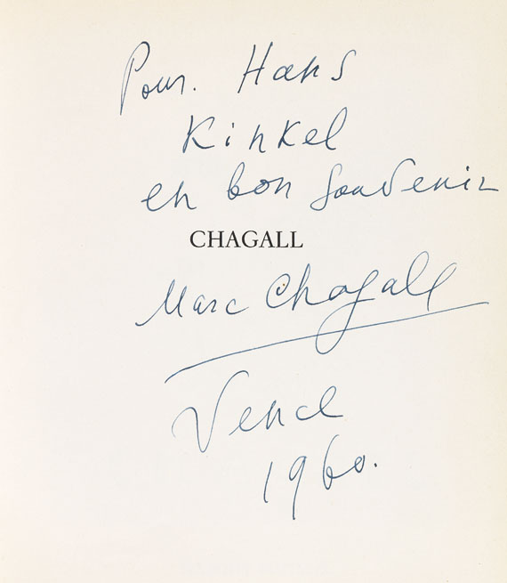 Jacques Lassaigne - Chagall, 1957. Widmungsexemplar. - Dabei: Chagall, Postkarte m. U. 1967.