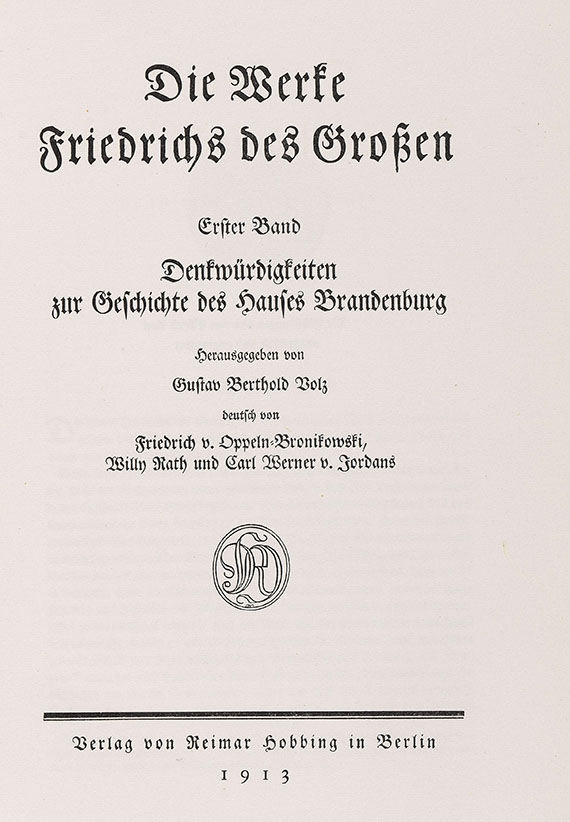  Friedrich II. der Große - Die Werke Friedrichs des Großen. 12 Bde.