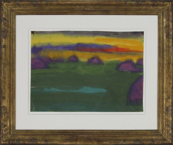 Emil Nolde - Abendliche Marschlandschaft mit Heudiemen - Frame image