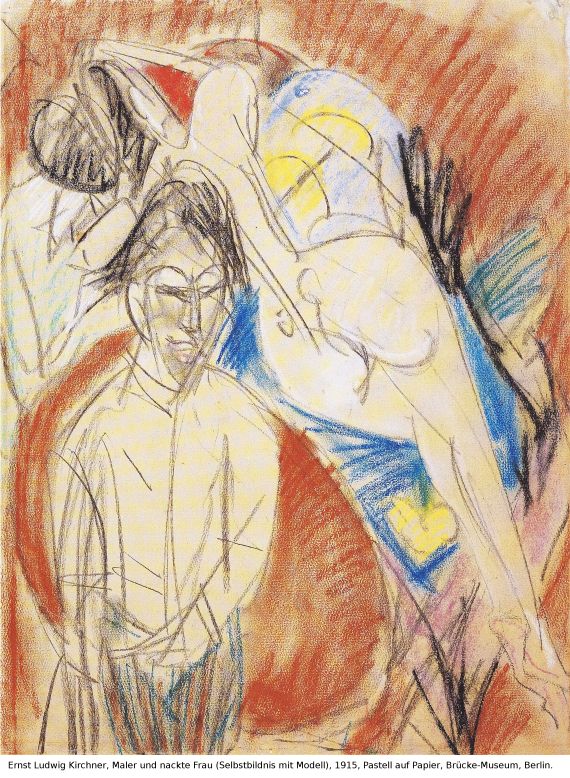 Ernst Ludwig Kirchner - Selbstporträt mit Gerda (Mann und Sitzende im Atelier)