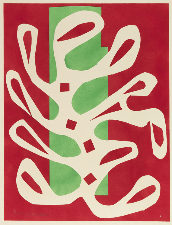 Matisse - Algue blanche sur fond rouge et vert