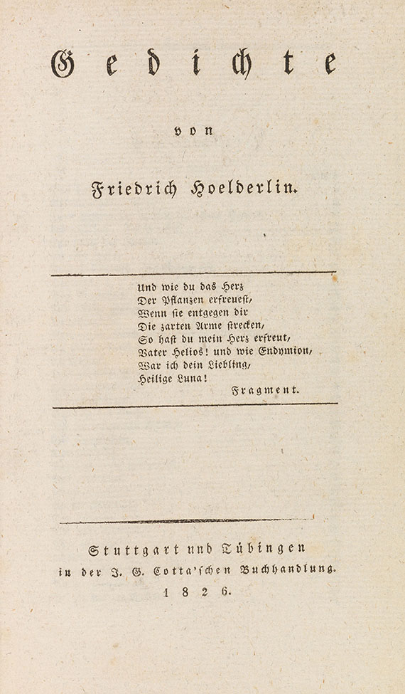Friedrich Hölderlin - Gedichte. 1826