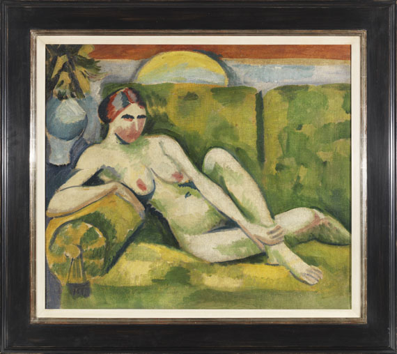 Hermann Max Pechstein - Damenbildnis. Verso: Liegender Akt - Frame image