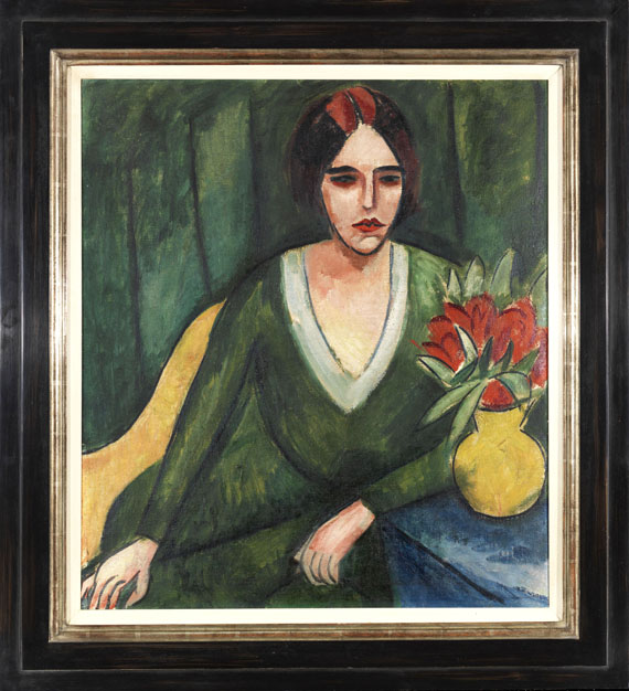 Hermann Max Pechstein - Damenbildnis. Verso: Liegender Akt - Frame image