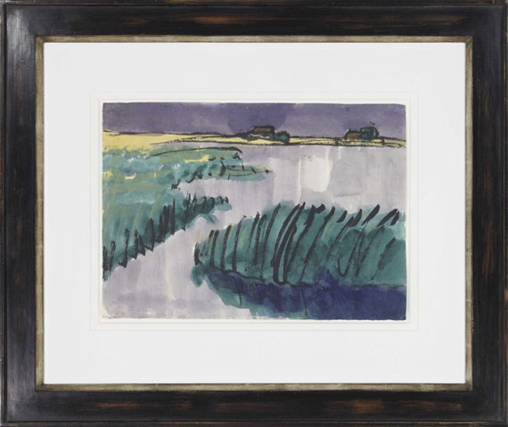 Emil Nolde - Marschlandschaft (Schilf am See, zwei Bauernhöfe) - Frame image